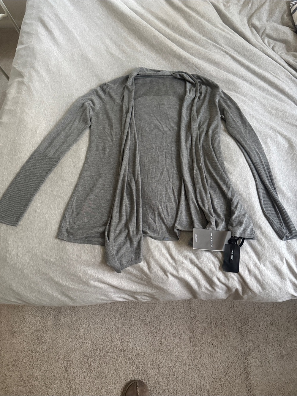 Lightweight Gray Open-Front Women’s Cardigan Sweater